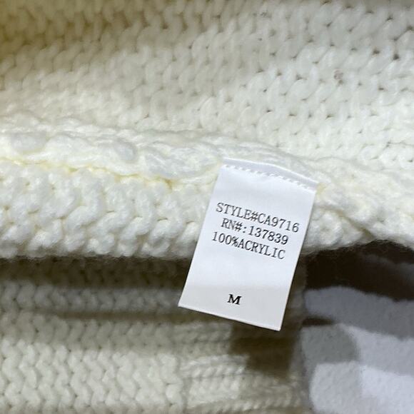 Luna Ivy White Smiley Face Chunky Knit Open Cardigan Sz M - Picture 5 of 11